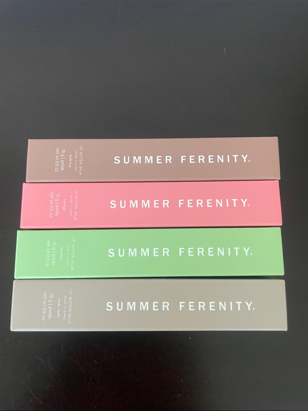 Summer Ferenity Lip Balm Set — Pink, Green, Taupe Shades